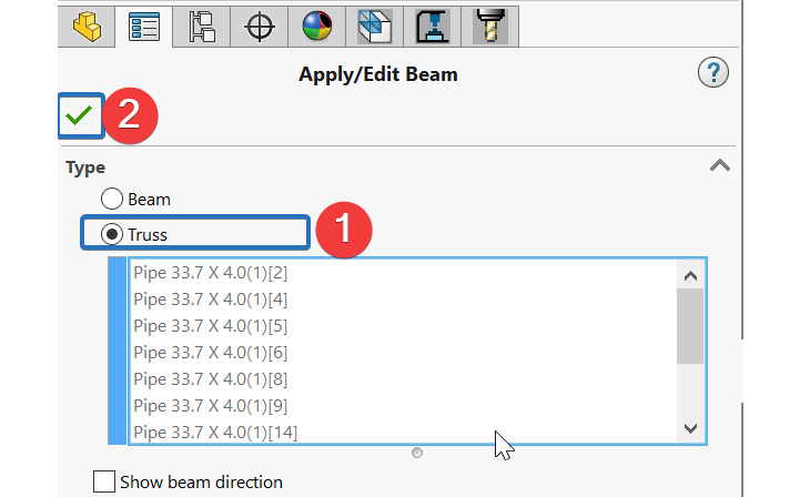 Figure 2.25 – Changing from a beam to a truss
