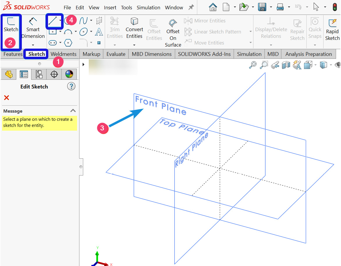 Figure 3.6 – Initiating the sketch command
