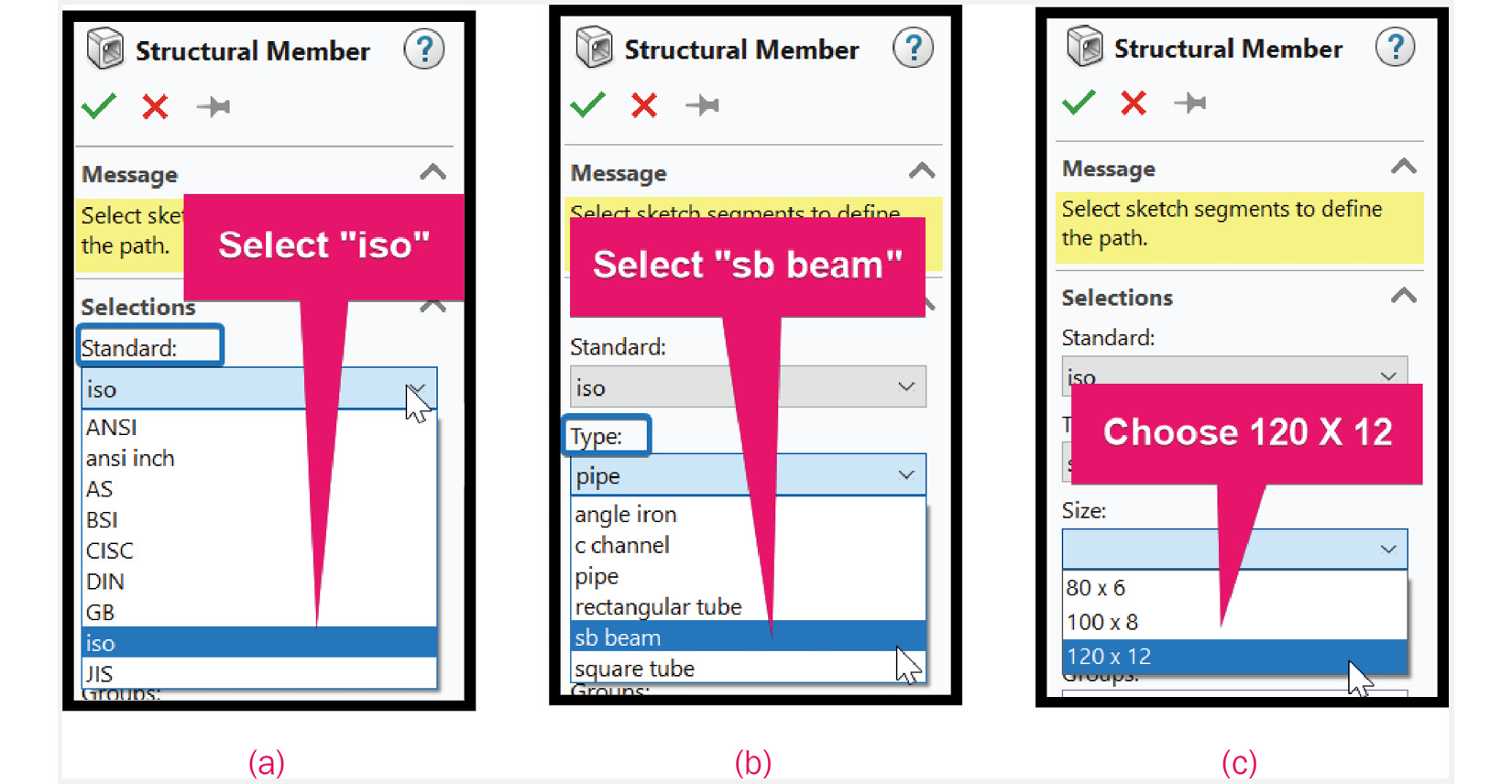 Figure 3.10 – Selection options for the desired profile
