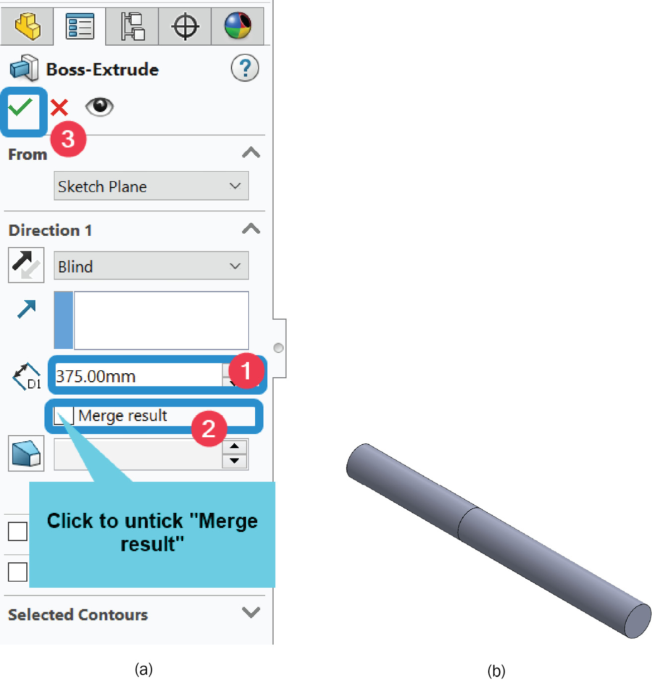 Figure 4.11 – Options for creating the second extruded segment (CB)
