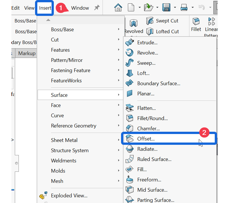 Figure 5.11 – Activating the Offset command to create a surface
