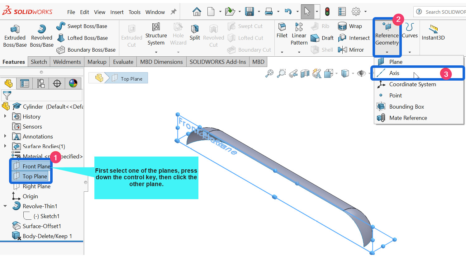 Figure 5.15 – Creating the central axis for reference
