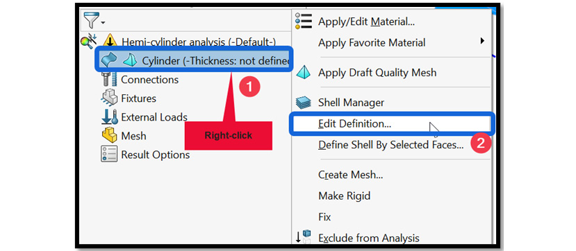 Figure 5.18 – Assigning thickness for the shell mesh
