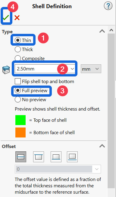 Figure 5.19 – Shell definition property manager
