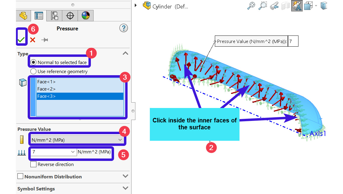 Figure 5.26 – Options for the internal pressure application
