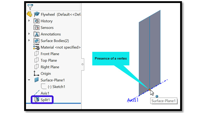 Figure 5.45 – Presence of the split bodies and a vertex
