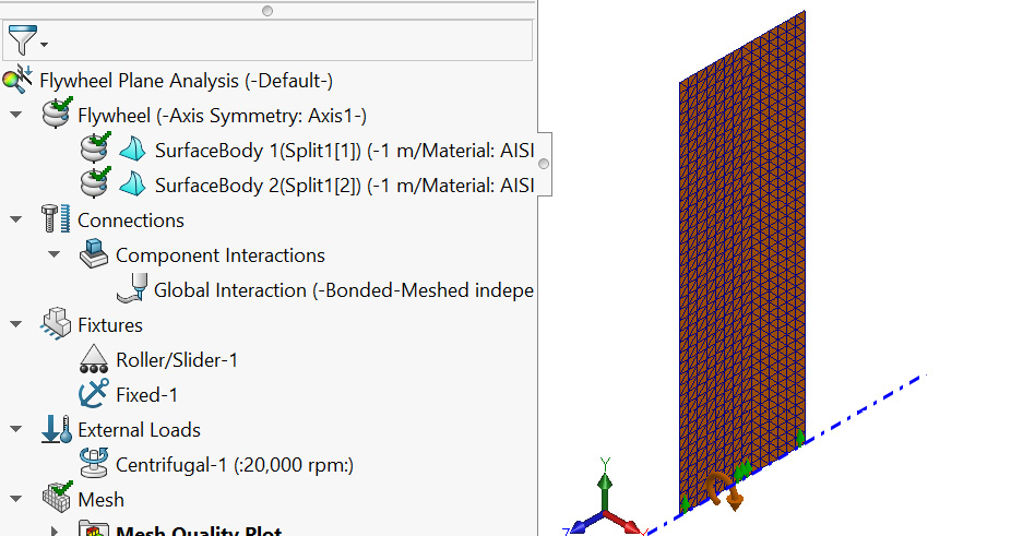 Figure 5.50 – The updated simulation study tree and the mesh's planar body
