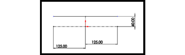 Figure 5.6 – Axis of symmetry and the generator line for the cylindrical section
