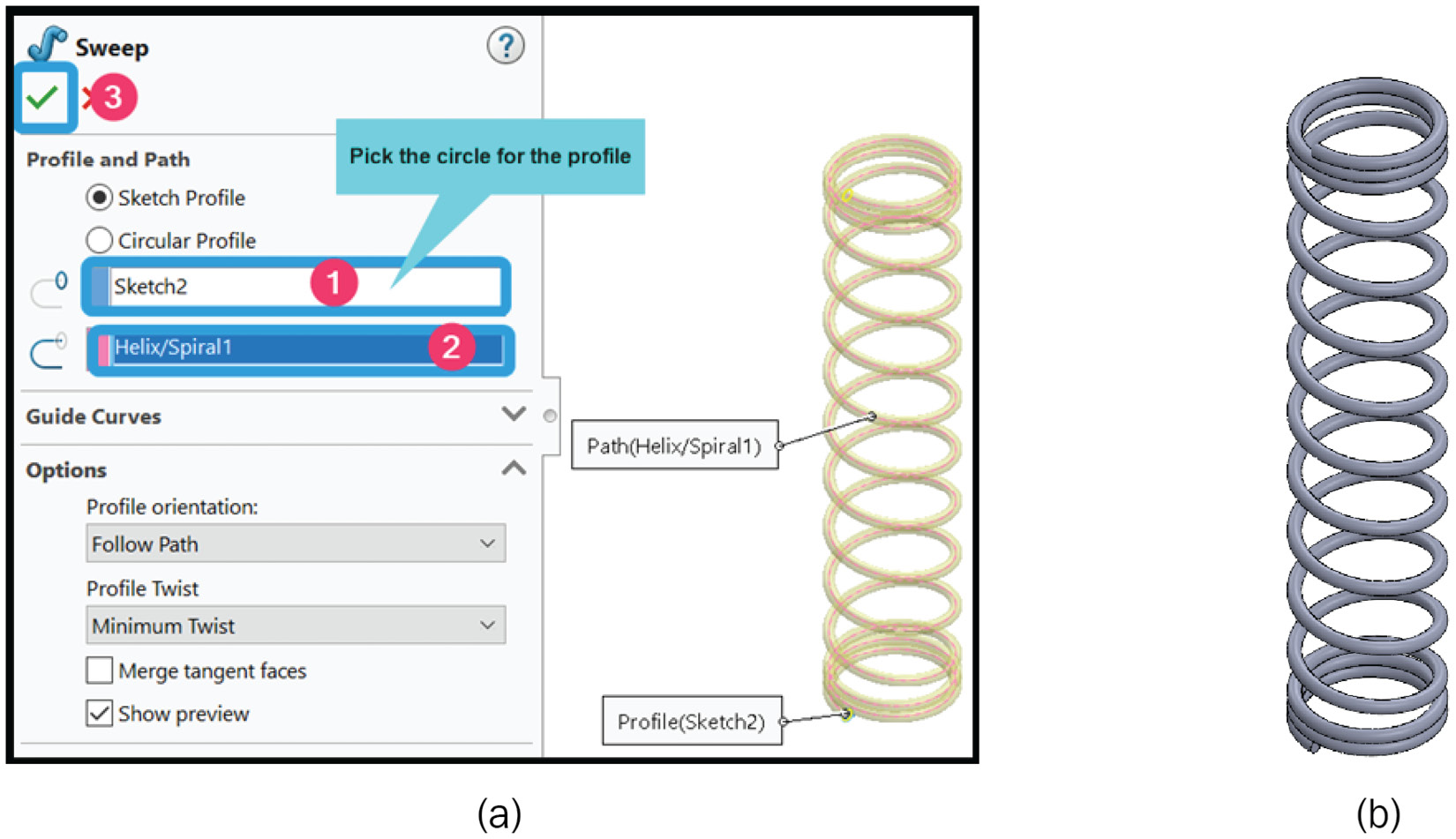 Figure 6.12 – Options for creating the sweep profile
