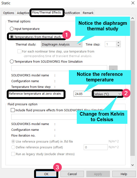 Figure 9.14 – Modifying the static study dialog box to include the thermal effect
