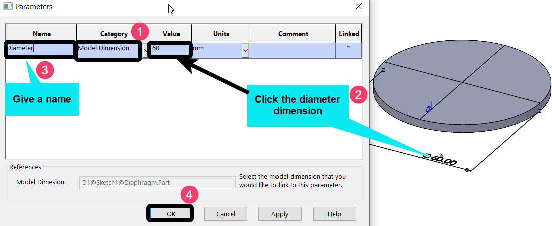 Figure 9.27 – Adding the diaphragm's diameter as one of the optimization variables
