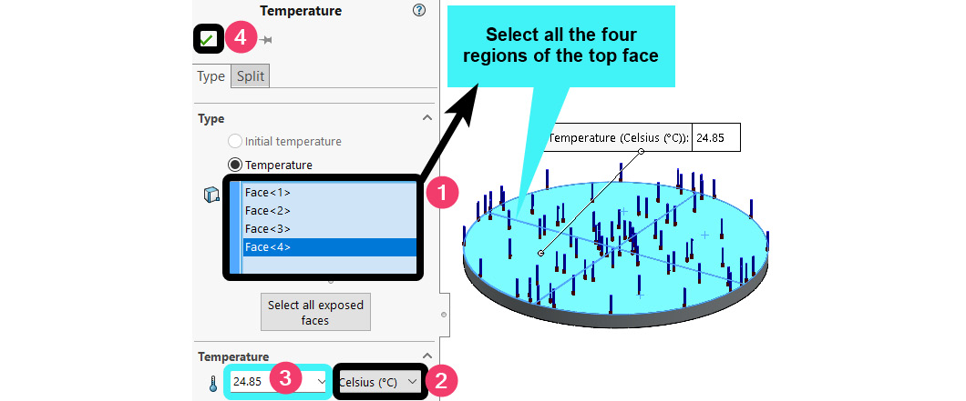 Figure 9.8 – Specifying the temperature for the top face
