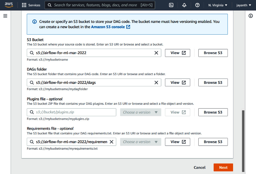 Figure 6.3 – Amazon MWAA – the DAG code in S3 section
