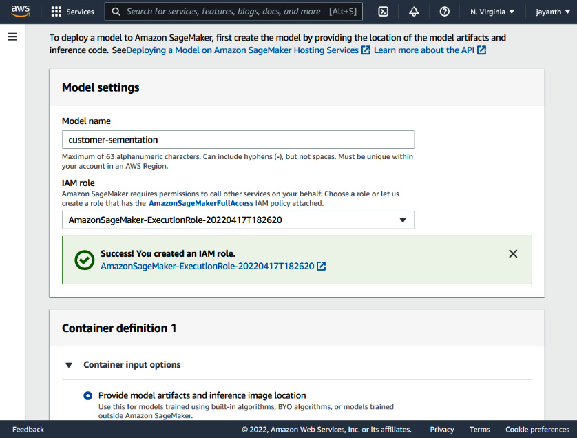 Figure 6.25 – The SageMaker model – the new execution role is created
