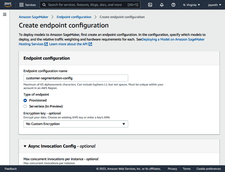 Figure 6.29 – SageMaker – Create endpoint configuration
