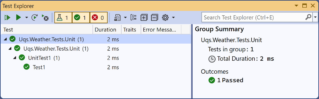 Figure 3.3 – Test Explorer
