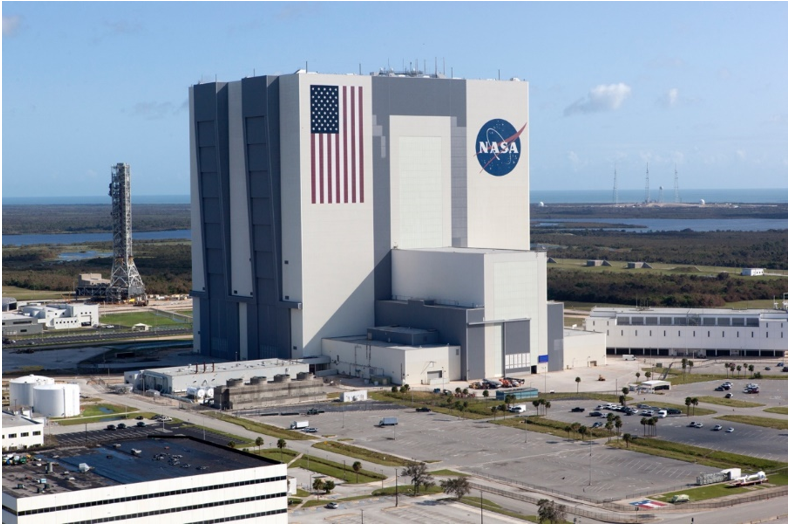 Figure 6.9: The Kennedy Space Center, with a NASA logo on its wall