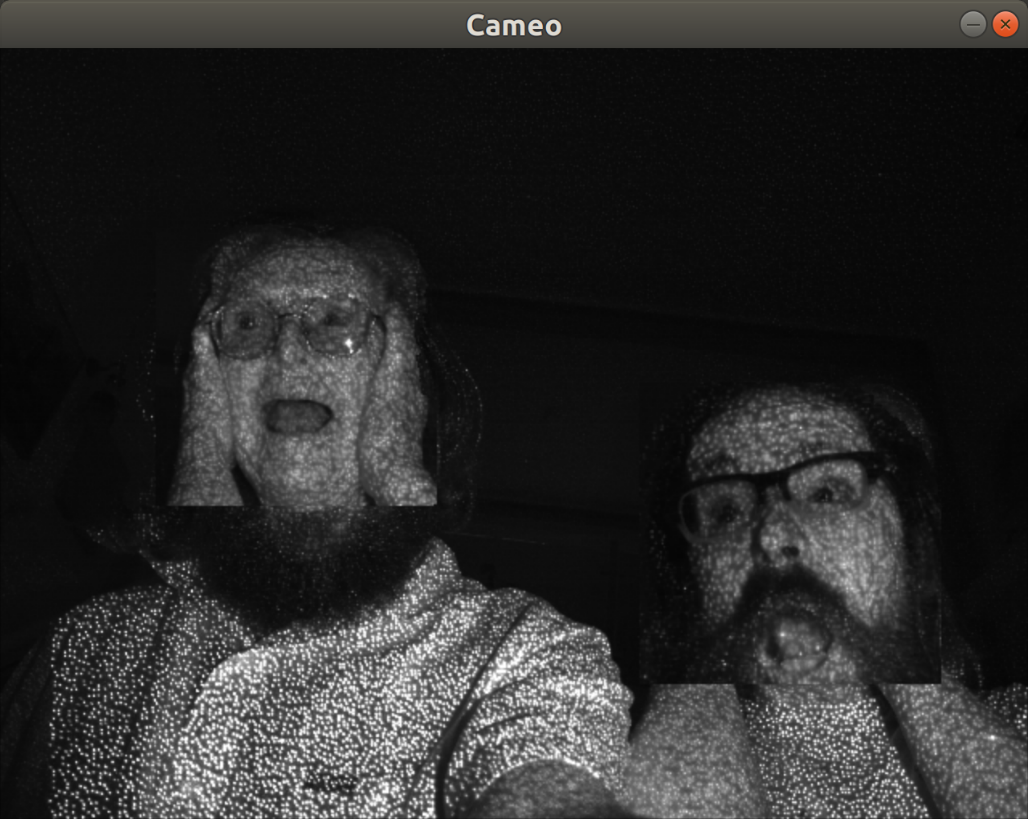 Figure 5.4: The result of swapping two faces in a frame from an infrared camera.