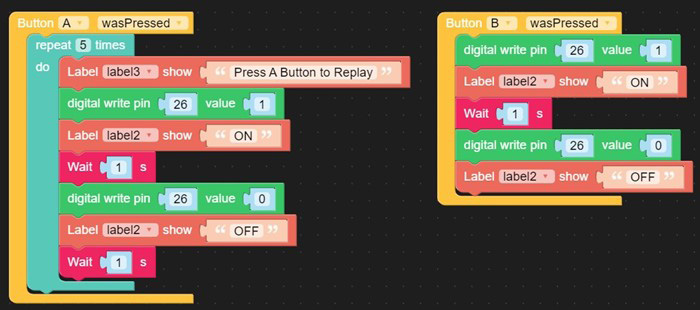 Figure 4.36 – The ALARM circuit device Blockly code