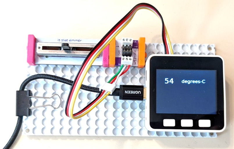 Figure 5.33 – The complete prototype temperature sensor simulator with a monitor