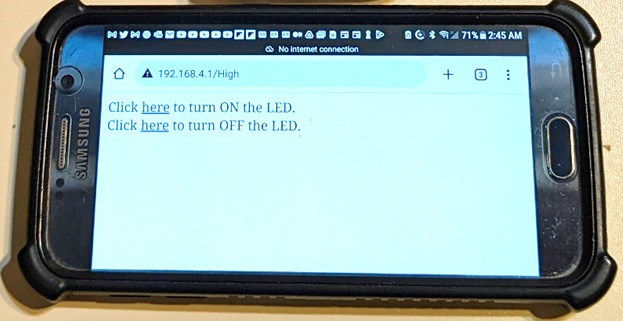 Figure 8.41 – Basic UI LED controls displayed on a smartphone