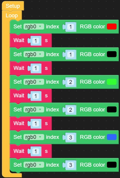 Figure 2.10 – RGB LED unit example UIFlow Blockly code