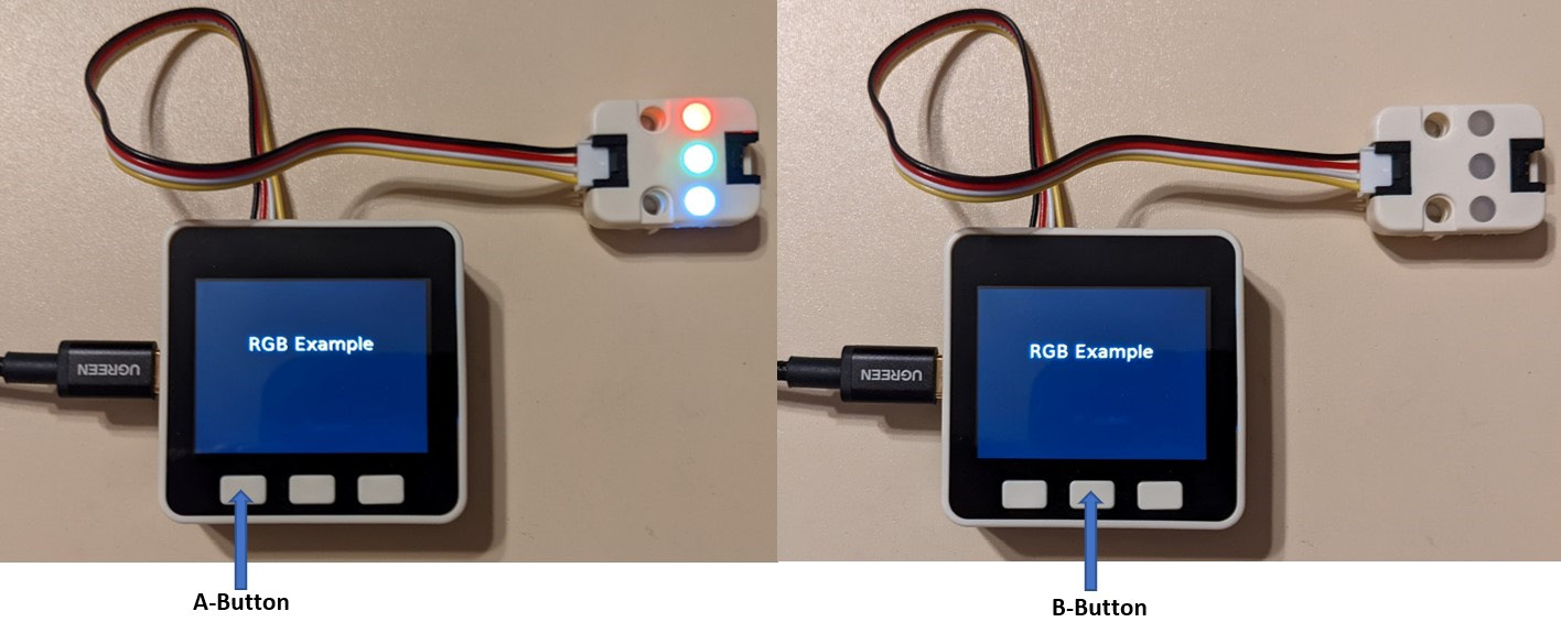 Figure 2.15 – An interactive RGB LED unit Blockly code running on the M5Stack Core