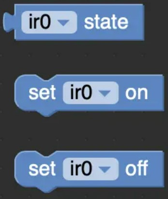 Figure 2.19 – Three important IR remote Blockly code blocks