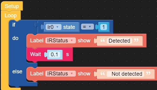 Figure 2.20 – IR signal detection Blockly code