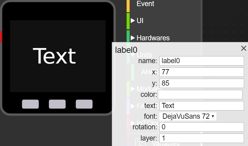 Figure 2.33 – The M5Stack UI properties setup