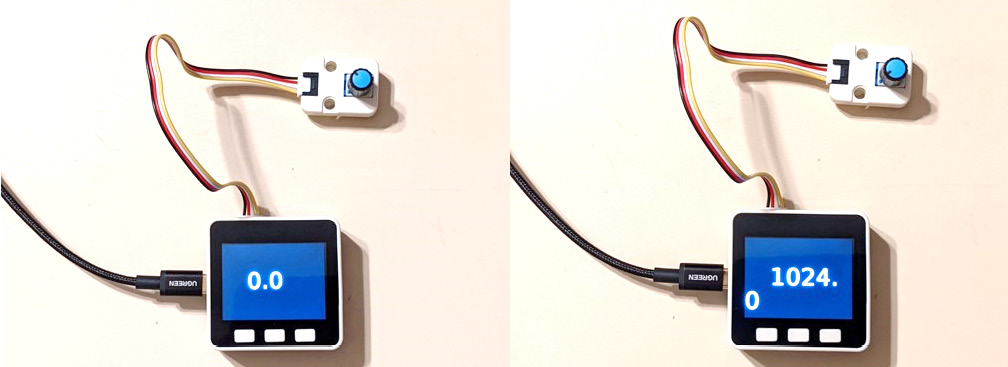 Figure 2.34 – ADC minimum and maximum values displayed on the TFT LCD