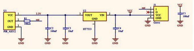 Figure 2.40 – The motion sensor unit’s electronic circuit schematic diagram