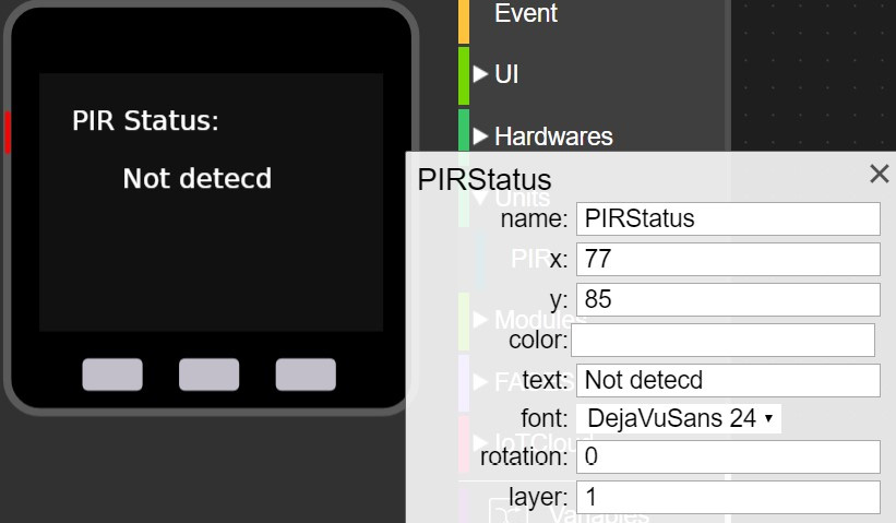 Figure 2.47 – PIRStatus label properties