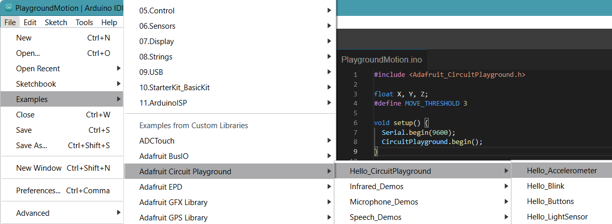 Figure 4.1 – Opening the sample sketch
