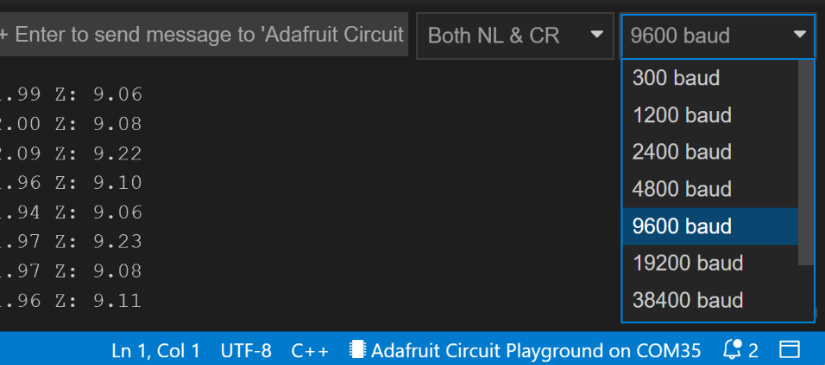 Figure 4.5 – Choosing the matching baud rate
