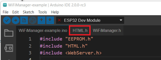 Figure 7.35 – The files opened in tabs in the Arduino IDE
