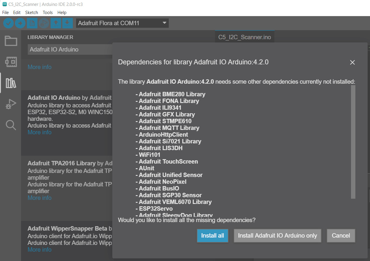 Figure 9.14 – The associated libraries with Adafruit IO

