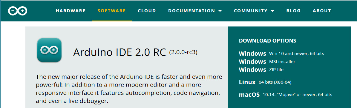Figure 3.17 – Arduino version download
