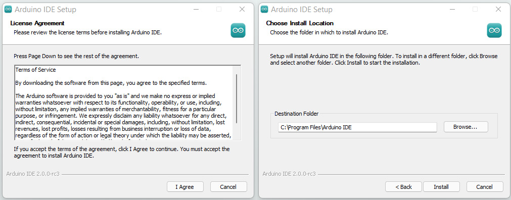 Figure 3.19 – License Agreement and Choose Install Location
