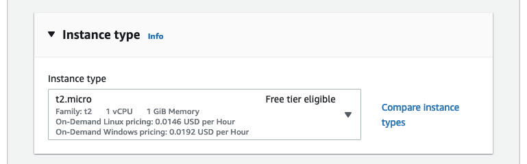 Figure 10.5 – t2.micro instance type