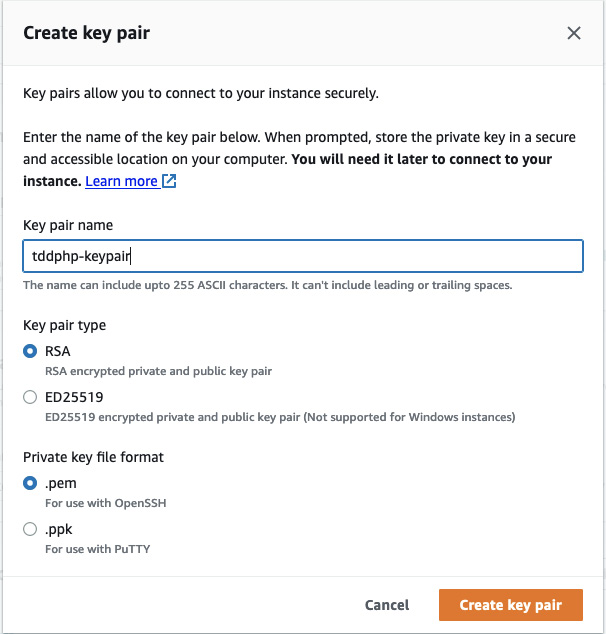 Figure 10.6 – Creating a new key pair