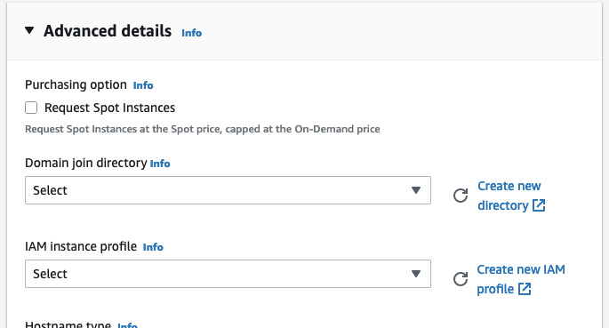 Figure 10.8 – Creating a new IAM profile link