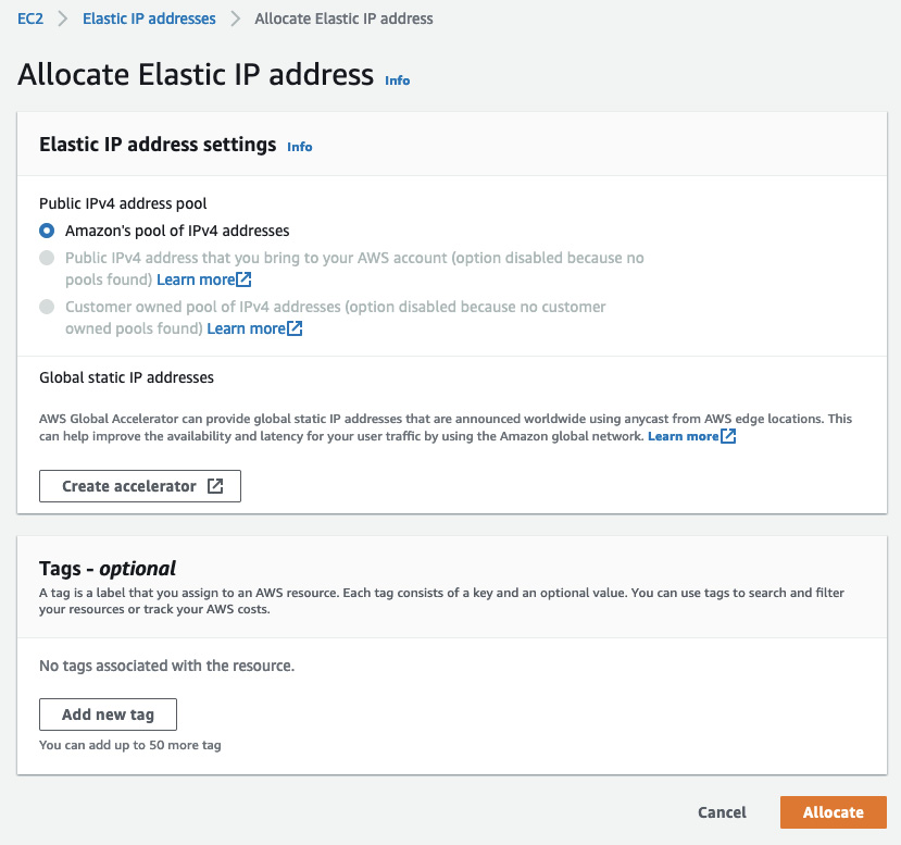 Figure 10.30 – Allocate Elastic IP address