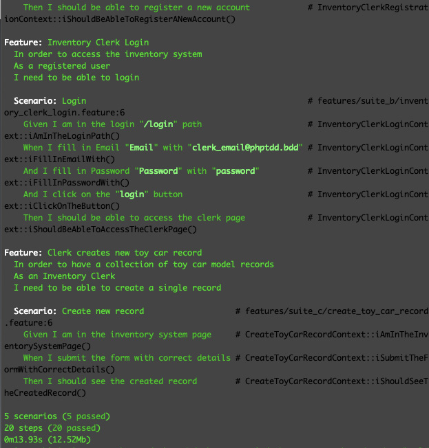 Figure 9.6 – Behat tests passing