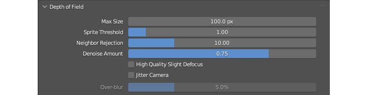 Figure 7.18: The Depth of Field options
