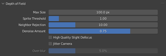 Figure 7.24: Depth of Field Render settings
