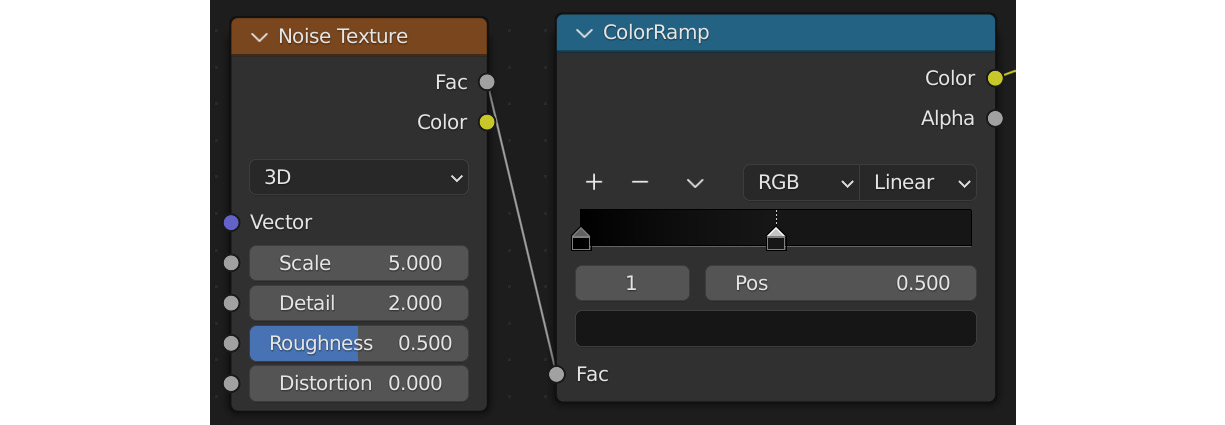 Figure 7.7: Noise Texture and ColorRamp edits
