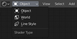 Figure 3.8: Shader Type selection options
