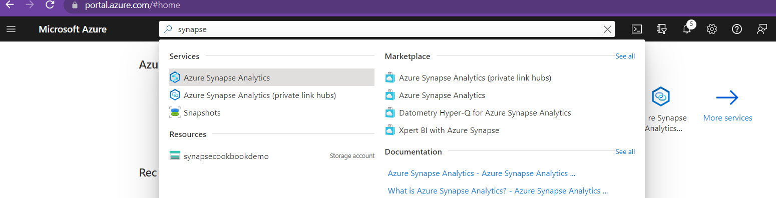 Figure 3.4 – Search for Synapse Analytics
