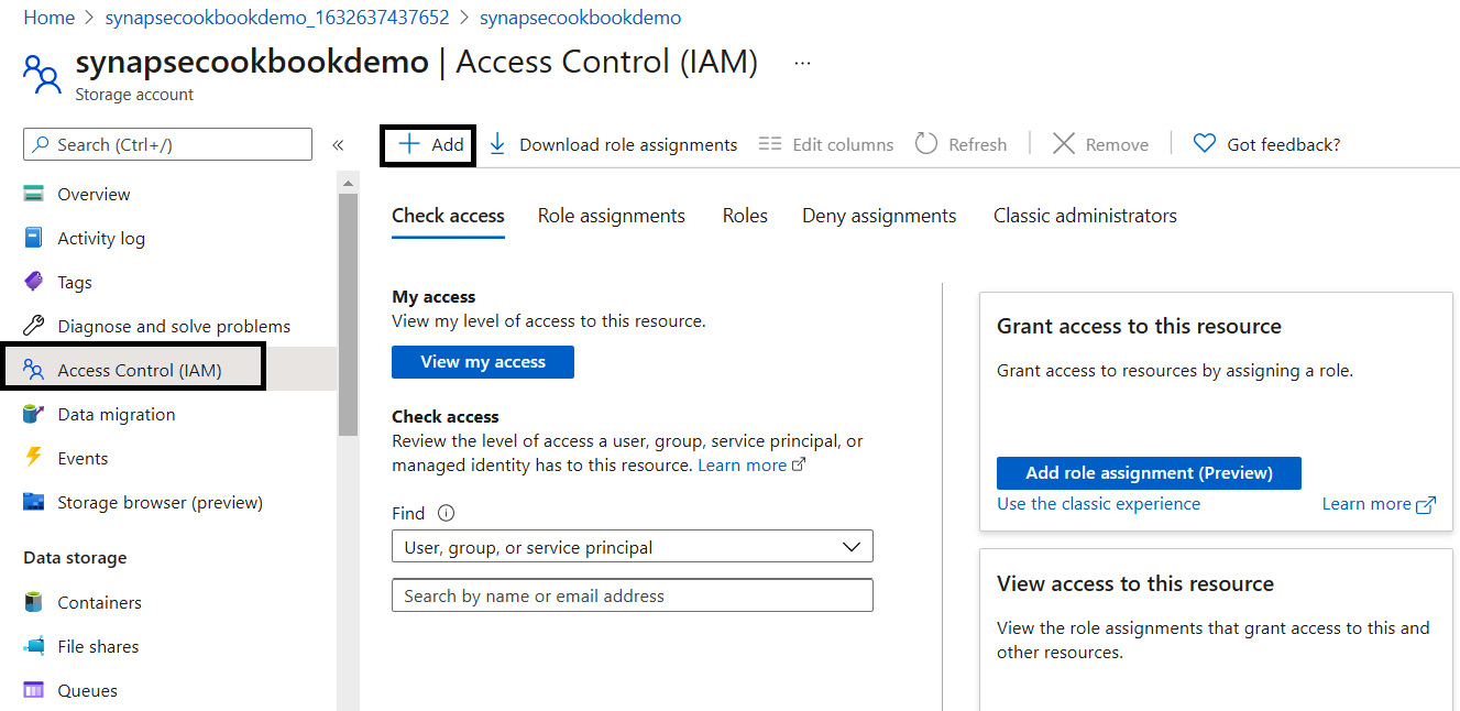 Figure 5.7 – Create a storage account – Access Control (IAM)
